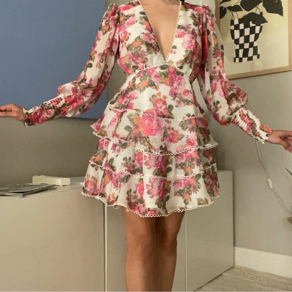 KEEPSAKE the Label Pink Ruffled Tiered Dress